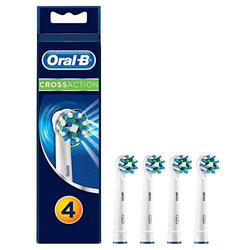 Oral-B CrossAction Pack, Cabezales 4 para cepillo eléctrico, cabezal redondeado para limpiar diente por diente