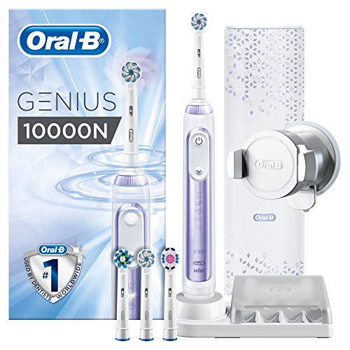 Oral-B Genius 10000N Sensi Ultrathin - Cepillo Eléctrico, 1 Orquídea Mango Conectado, 6 Modos Blanqueado, Sensible, Encías, 4 Cabezales, Funda de Viaje con Puerto USB