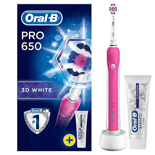 Oral-B Pro 650 Pink 3D White Electric Rechargeable Toothbrush and Toothpaste by Oral-B