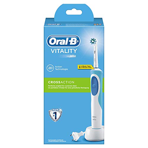 Oral-B Vitality Plus Crossaction - Cepillo de Dientes Eléctrico Recargable con Tecnología Braun, Azul y blanco