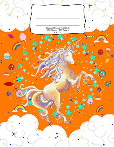 Orange Unicorn Notebook: School supplies composition book for kids
