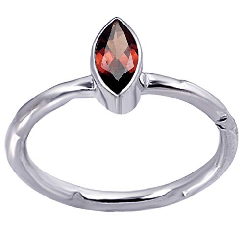 Orchid Jewelry 0.65 Ctw Anillos De Plata Esterlina 925 Para Mujer| Rojo Granate Marquesa Anillo | El Mejor Y Dulce Compromiso, Vacaciones,Regal Para Ella Mes De Nacimiento-Enero_ Talla De Anillo 16.5