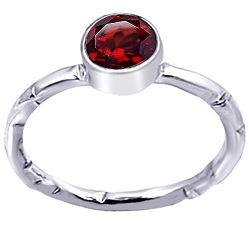 Orchid Jewelry 0.9 Ctw Anillos De Plata Esterlina 925 Para Mujer| Rojo Granate Redonda Anillo | El Mejor Y Dulce Compromiso, Vacaciones,Regal Para Ella Mes De Nacimiento-Enero_ Talla De Anillo 14