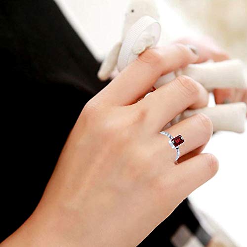 Orchid Jewelry 1.2 Ctw Anillos De Plata Esterlina 925 Para Mujer| Rojo Granate Octágono Anillo | El Mejor Y Dulce Compromiso, Vacaciones,Regal Para Ella Mes De Nacimiento-Enero_ Talla De Anillo 9