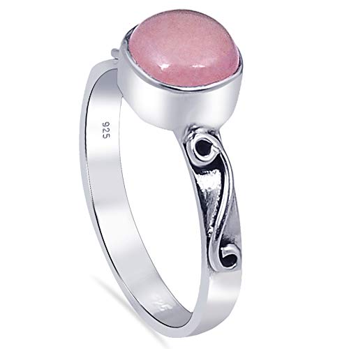 Orchid Jewelry 1.48 Ctw Anillos De Plata Esterlina 925 Para Mujer| Rosado Calcedonia Amortiguar Anillo | El Mejor Y Dulce Compromiso,Vacaciones,Regalo Boda, Para Ella Su Esposa Talla De Anillo 11.5