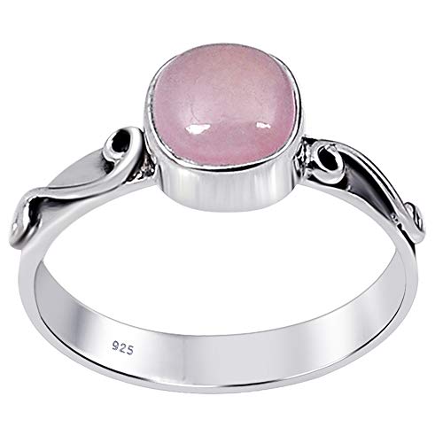 Orchid Jewelry 1.48 Ctw Anillos De Plata Esterlina 925 Para Mujer| Rosado Calcedonia Amortiguar Anillo | El Mejor Y Dulce Compromiso,Vacaciones,Regalo Boda, Para Ella Su Esposa Talla De Anillo 11.5