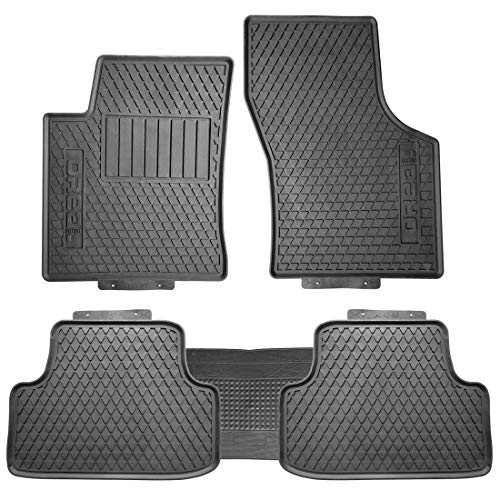 OREALTECH Alfombrillas Impermeable de Carga para Todo Clima para Coche Conductor Izquierdo Látex, Negra 5 Piezas para Leon 2012-2017