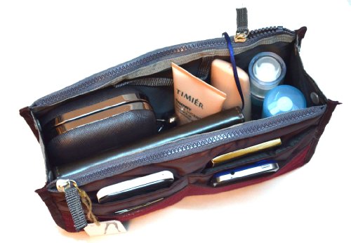 Organizador De Bolso De Mano, Forro, Inserto, 12 Bolsillos Bolsos Divisiones (Café)