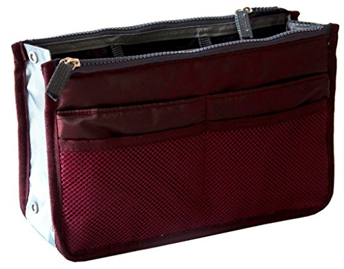 Organizador De Bolso De Mano, Forro, Inserto, 12 Bolsillos Bolsos Divisiones (Café)