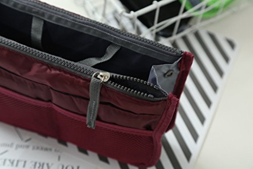 Organizador De Bolso De Mano, Forro, Inserto, 12 Bolsillos Bolsos Divisiones (Café)