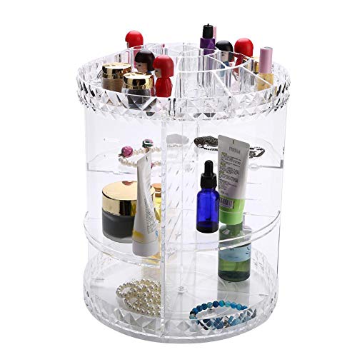 Organizador de maquillaje de 360 ​​grados, soporte cosmético ajustable giratorio de 1500 g, susto de piel de almacenamiento de belleza