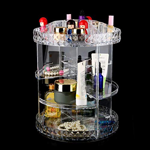 Organizador de maquillaje de 360 ​​grados, tenedor cosmético ajustable giratorio de 1500g, susto de piel de almacenamiento de belleza