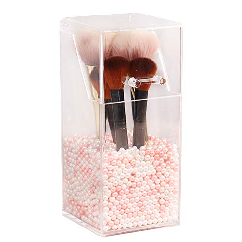 Organizador de maquillaje de acrílico transparente, caja de almacenamiento de cosméticos de baño con perla blanca gratis, No nulo, como se muestra en la imagen, type#b
