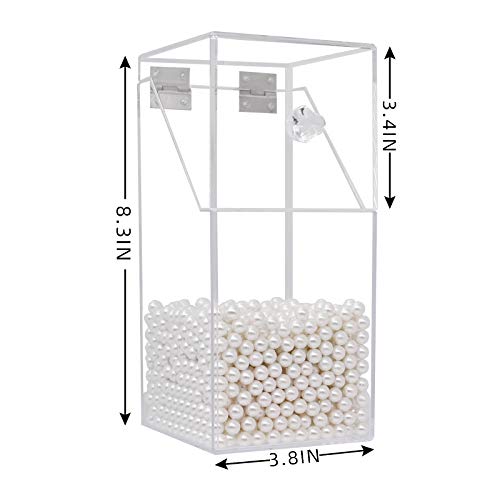 Organizador de pincel para maquillaje,organizadores acrílicos Dolovemk y caja a prueba de polvo Storager,organizador de maquillaje acrílico con tapa,para tocadores y baños,con perla blanco