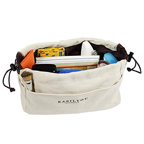 Organizador para Bolsos de Mujer - Mochila organizadora y Bolsos para Accesorios - Ideal para Viajes - Bolso Organizador Adecuado para Hombres y Mujeres - Grande y pequeño – Tela (Beige)