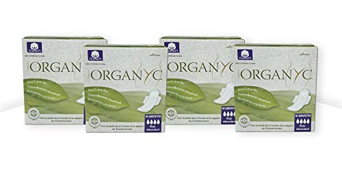 Organyc - Compresas de noche con alas - 100% Algodón Biológico - 4 x 10 unidades