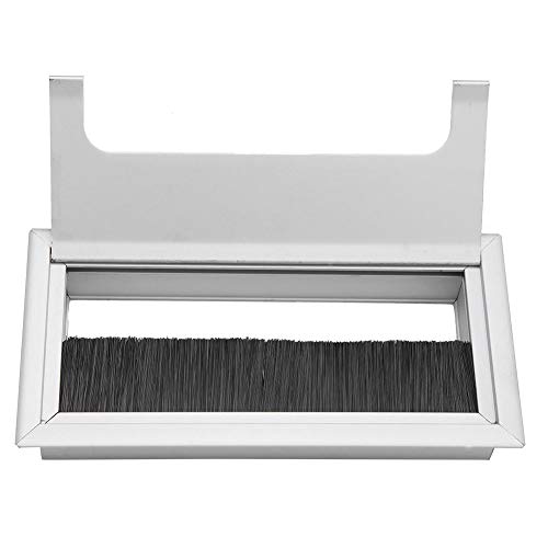 Orificio del Cable De Aluminio Escritorio De La Computadora Cable De Alambre Tidy Outlet Cable Cuadrado Inserte El Cepillo para El Cabello con 4mm De Espesor para La Administración De La Oficina (M)