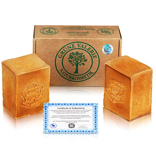 Originale Aleppo Seife® 2 x 200g mit 80% Olivenöl 20% Lorbeeröl - PH Wert 8 - Detox Eigenschaften - veganes Naturprodukt - Handarbeit - über 6 Jahre gereift!