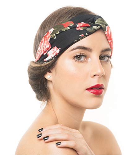 Osattia 4 Piezas Boho Diademas Cruzadas Con Nudos Para Mujer Turbante Bohemia Elástica De Estampado De Flores Cinta Para El Pelo