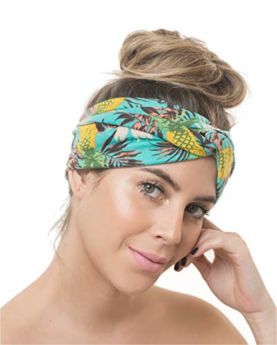 Osattia 4 Piezas Boho Diademas Cruzadas Con Nudos Para Mujer Turbante Bohemia Elástica De Estampado De Flores Cinta Para El Pelo