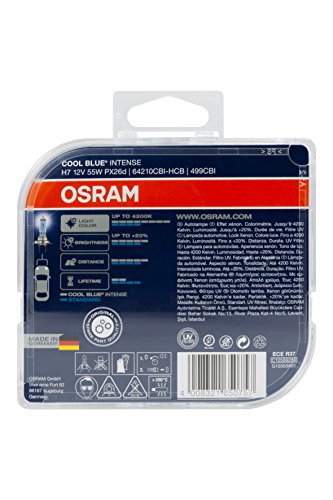 Osram H7 Cool Blue Intense - Lámpara para Faros Halógena, Automóvil de 12 V, Estuche Doble (2 unidades)