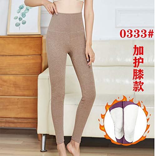 Otoño e Invierno Nueva Cintura Alta Cadera señoras Pantalones de otoño Rodilleras Parche Pantalones cálidos Pantalones de algodón de Lana de Arena