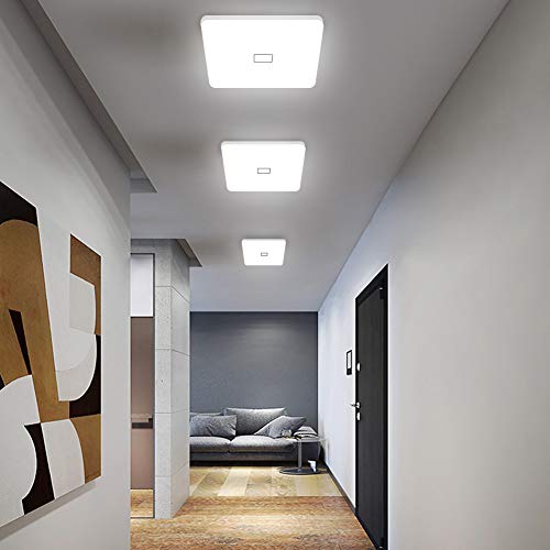 Öuesen Lamparas de Techo LED Modernas Delgado 24W Lampara Techo 2050LM Plafones led Cuadrado IP44 Temperatura de Color Conmutable Luz de Techo para Baño Cocina Dormitorio Comedor Salon Balcón Corredor
