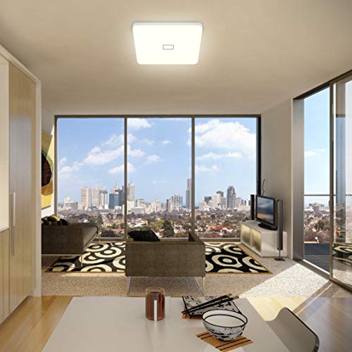 Öuesen Lamparas de Techo LED Modernas Delgado 24W Lampara Techo 2050LM Plafones led Cuadrado IP44 Temperatura de Color Conmutable Luz de Techo para Baño Cocina Dormitorio Comedor Salon Balcón Corredor