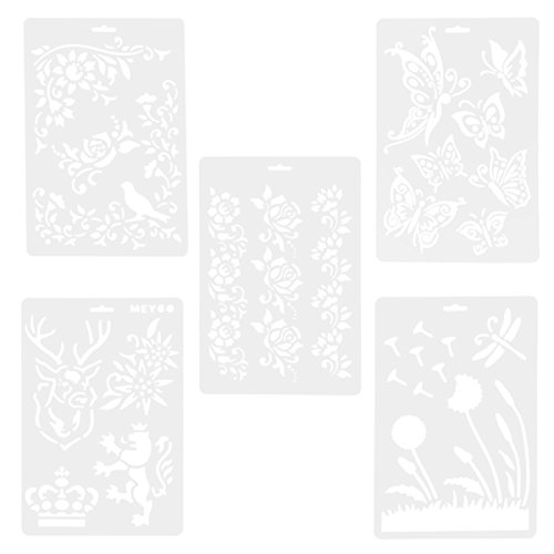 OUNONA - Plantillas de dibujo de plástico, álbum de recortes, decoración de bricolaje, 5 unidades