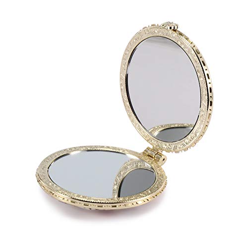 OurLeeme 10 unid Mini Espejo Retro Maquillaje Maquillaje Espejo de Flor de Bolsillo Compacto Portátil de Doble Cara Plegable Espejo Cosmético Regalos Femeninos color al azar (10 PCS)
