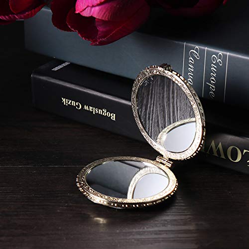 OurLeeme 10 unid Mini Espejo Retro Maquillaje Maquillaje Espejo de Flor de Bolsillo Compacto Portátil de Doble Cara Plegable Espejo Cosmético Regalos Femeninos color al azar (10 PCS)