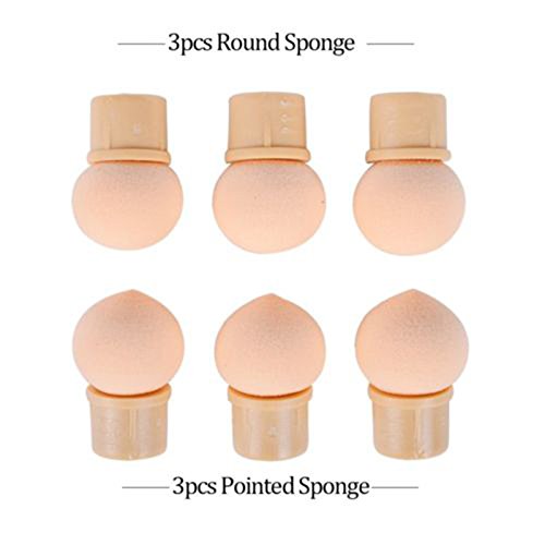 OurLeeme Cepillos para uñas, Nail Art Esponja Cepillo Cabeza 6 UNIDS Reutilizable Nail Art UV Gel Blooming Dotting Pintura Cepillo Esponja Cabezas de repuesto