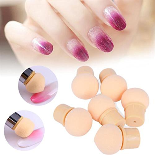 OurLeeme Cepillos para uñas, Nail Art Esponja Cepillo Cabeza 6 UNIDS Reutilizable Nail Art UV Gel Blooming Dotting Pintura Cepillo Esponja Cabezas de repuesto