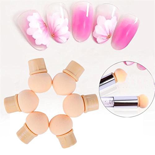 OurLeeme Cepillos para uñas, Nail Art Esponja Cepillo Cabeza 6 UNIDS Reutilizable Nail Art UV Gel Blooming Dotting Pintura Cepillo Esponja Cabezas de repuesto