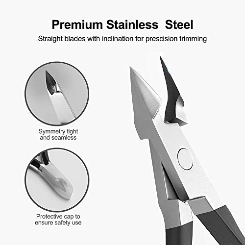 OurTop Pinza de Cutículas con Levantador de Cutícula Removedor, 5PCS Alicate Para Cutículas y Herramienta de cortador de cutículas para las Uñas de Dedos de Manos y Pies