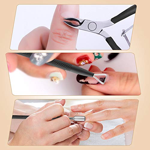 OurTop Pinza de Cutículas con Levantador de Cutícula Removedor, 5PCS Alicate Para Cutículas y Herramienta de cortador de cutículas para las Uñas de Dedos de Manos y Pies