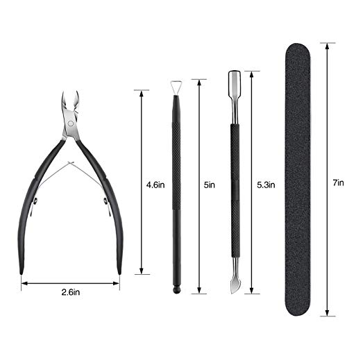 OurTop Pinza de Cutículas con Levantador de Cutícula Removedor, 5PCS Alicate Para Cutículas y Herramienta de cortador de cutículas para las Uñas de Dedos de Manos y Pies