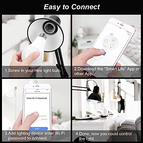 OUSFOT Bombilla LED Colores (2 Pack) Bombilla WiFi Inteligente Multicolor Bombilla Compatible con Alexa Echo Google Home e IFTTT Equivalente RGB 10W 240V [Clase de eficiencia energética A++]