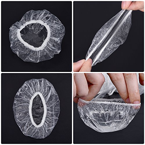 Outus 100 Piezas Protector de Oreja Desechable Transparente Impermeable Cubierta de Oído para Tinte de Pelo, Ducha, Baño