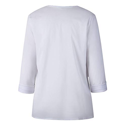 Overdose Blusa para Mujer OtoñO Primavera Nueva Mejor Venta De Moda Casual De Manga Larga Color Block Stripe Button Camisetas Tops (3XL, Estilo10)