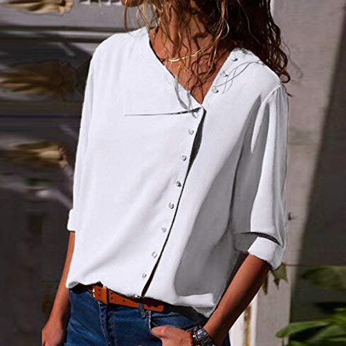 Overdose Blusa para Mujer OtoñO Primavera Nueva Mejor Venta De Moda Casual De Manga Larga Color Block Stripe Button Camisetas Tops (3XL, Estilo10)