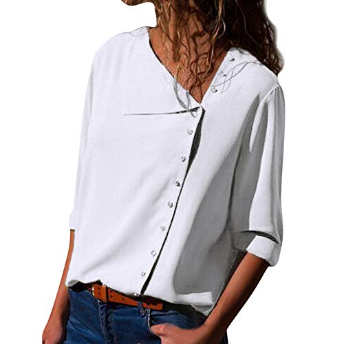 Overdose Blusa para Mujer OtoñO Primavera Nueva Mejor Venta De Moda Casual De Manga Larga Color Block Stripe Button Camisetas Tops (3XL, Estilo10)