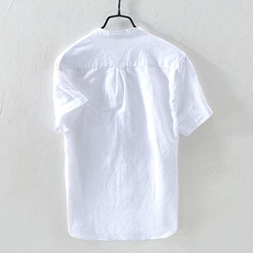 Overdose Camisas Hombre Elegantes Manga Corta Informales Lino Ibicenca Camisetas para Hombres Blancas Verano Polo De Playa Fiesta Informal Cómodo Retro