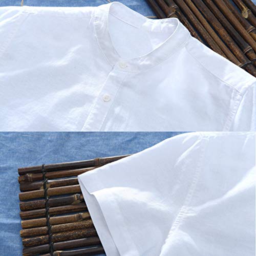 Overdose Camisas Hombre Elegantes Manga Corta Informales Lino Ibicenca Camisetas para Hombres Blancas Verano Polo De Playa Fiesta Informal Cómodo Retro