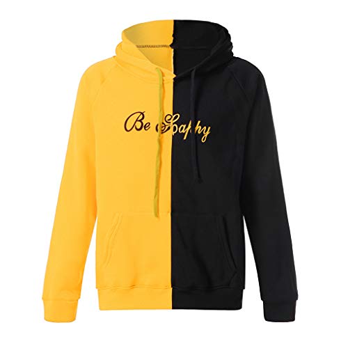 Overdose Sudadera Hombres Patchwork Slim Fit Hoodie OtoñO Moda Outwear Nueva Blusa Adolescente Top 2018 Sudadera (Medium, A-Amarillo)