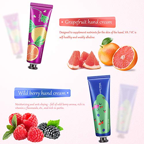 Ownest 10 Pack de extracto de frutas, fragancia, crema para manos, crema hidratante para el cuidado de las manos, juego de regalo de viaje con manteca de karité para hombres y mujeres, 30 ml