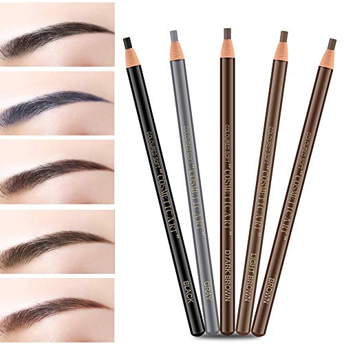 Ownest 6Pcs Pull Cord Peel-off Eyebrow Pencil Tattoo Tattoo Makeup and Microblading Supplies Set for Marking, Filling and Outlining, Waterproof and Durable Lápiz de cejas permanente-Marron oscuro