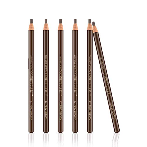 Ownest 6Pcs Pull Cord Peel-off Eyebrow Pencil Tattoo Tattoo Makeup and Microblading Supplies Set for Marking, Filling and Outlining, Waterproof and Durable Lápiz de cejas permanente-Marron oscuro