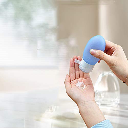 O'woda Set de Botella de Viaje,TSA Aprobado, FDA Certified BPA Free,Rellenable y a Prueba de Fugas Botella de Viaje de Silicona para Crema,Champús,Lociones y Artículos de Tocador(Azul+Rosado)