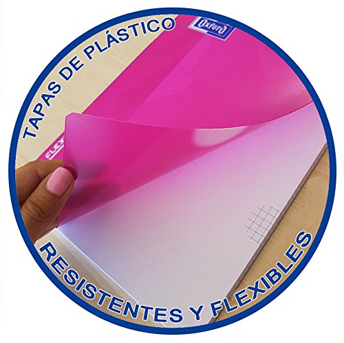 Oxford Classic - Cuaderno espiral, tapa plástico, cuadrícula 4x4, color rosa chicle